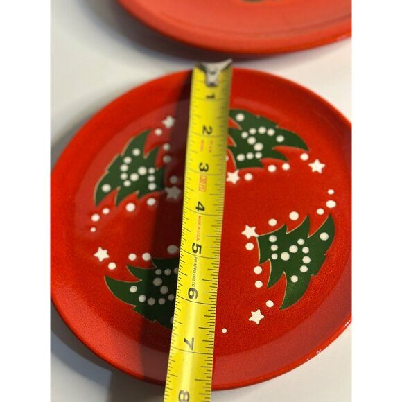 VTG Waechtersbach 7.5" Red Christmas Tree Cake Tier Replacement Plates W. German - Picture 7 of 8